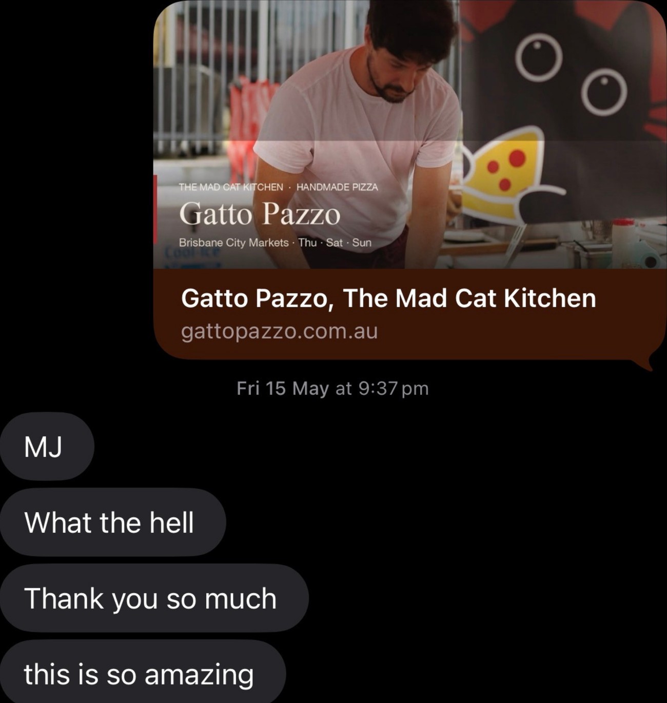 Gatto Pazzo Marco가 사이트 받고 보내온 실제 메시지