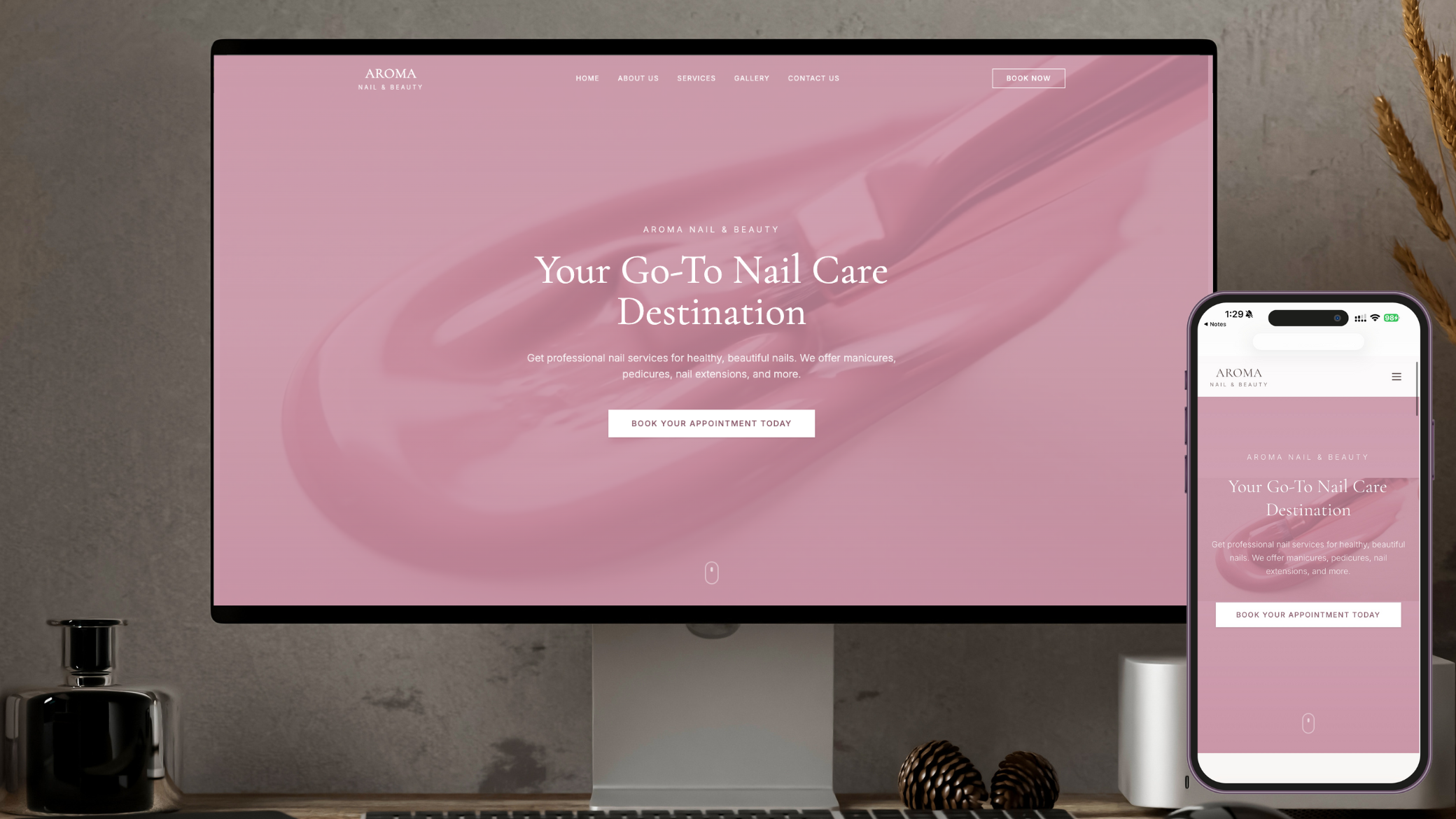 Aroma Nail & Beauty mockup
