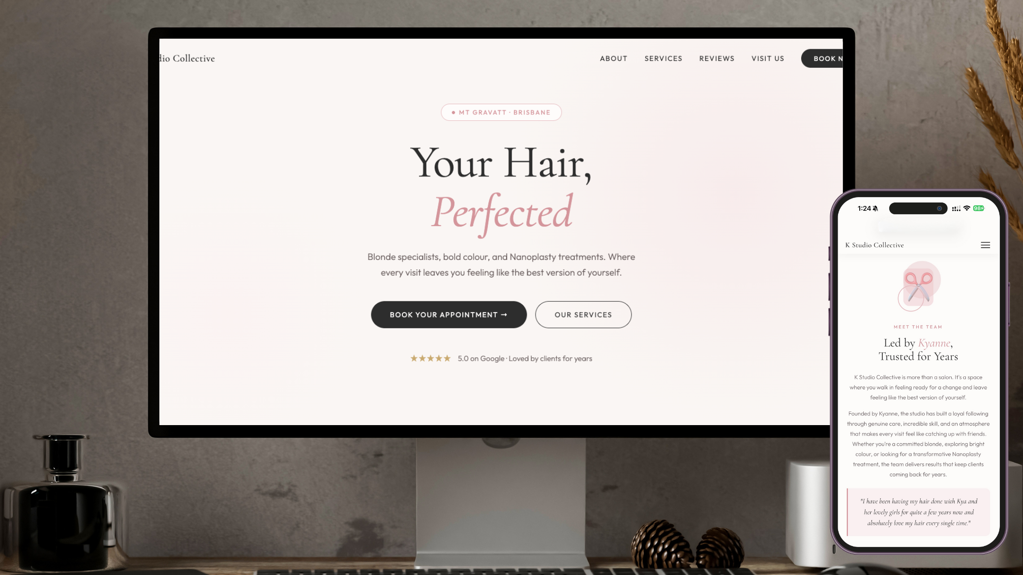 K Studio Collective website mockup