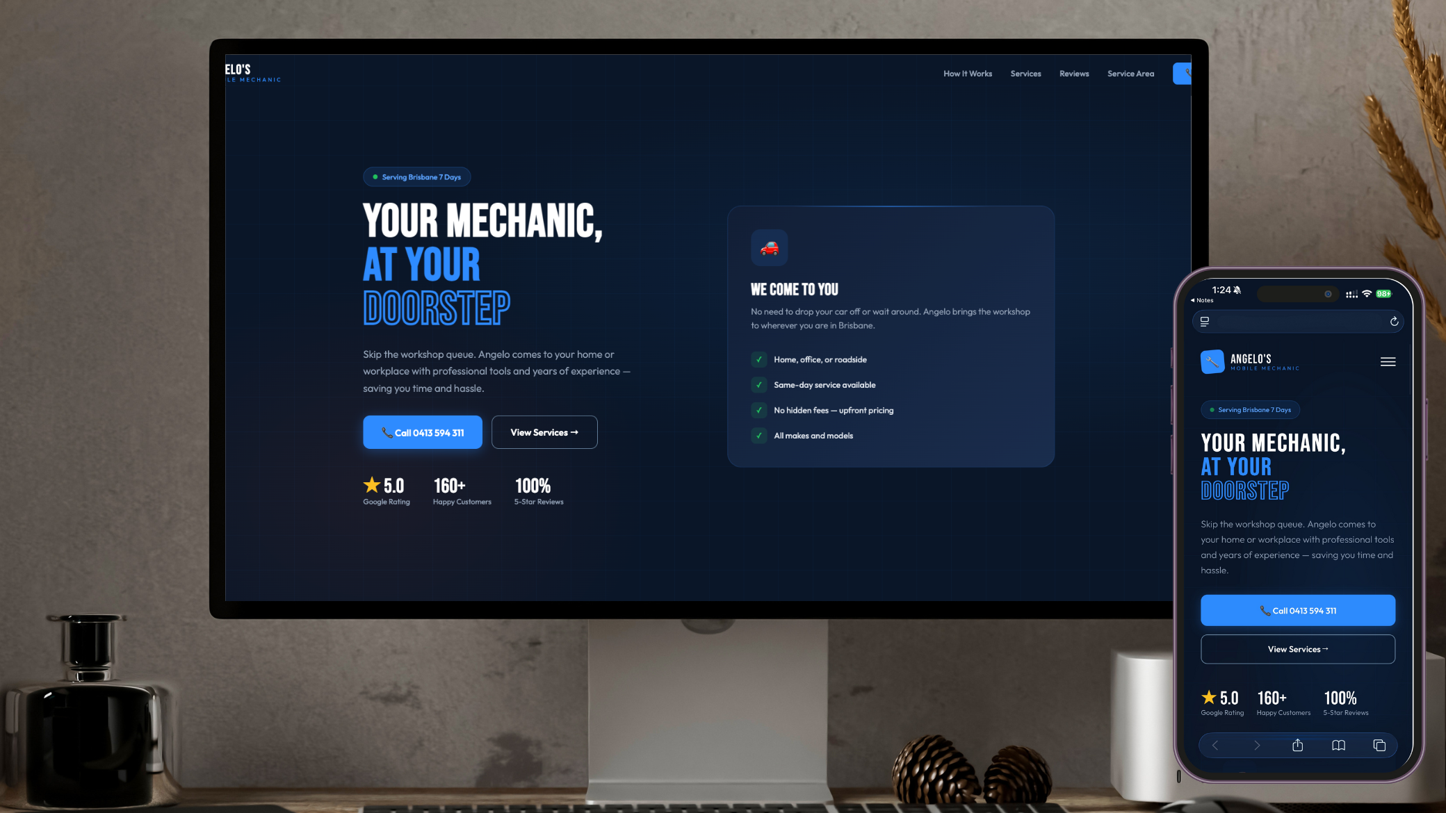 Angelo's Mobile Mechanic website mockup